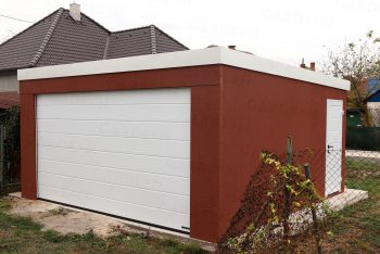 Montovaná jednogaráž s omietkou v hnedej farbe