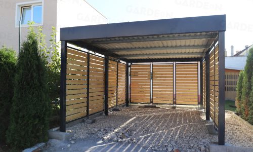 Oceľový prístrešok v antracitovej farbe pre jedno auto