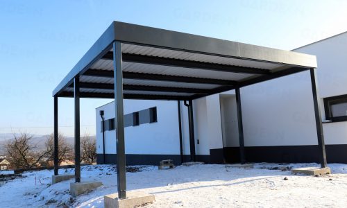 Montovaný dvojprístrešok GARDEON pri rodinnom dome