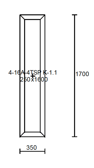 Konštrukčné rozmery svetlíka 350x1700