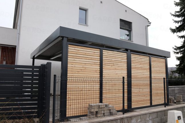 Dizajnové drevené zásteny na prístrešku SIEBAU