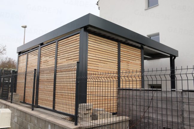 Montovaný prístrešok SIEBAU s drevenými výplňami
