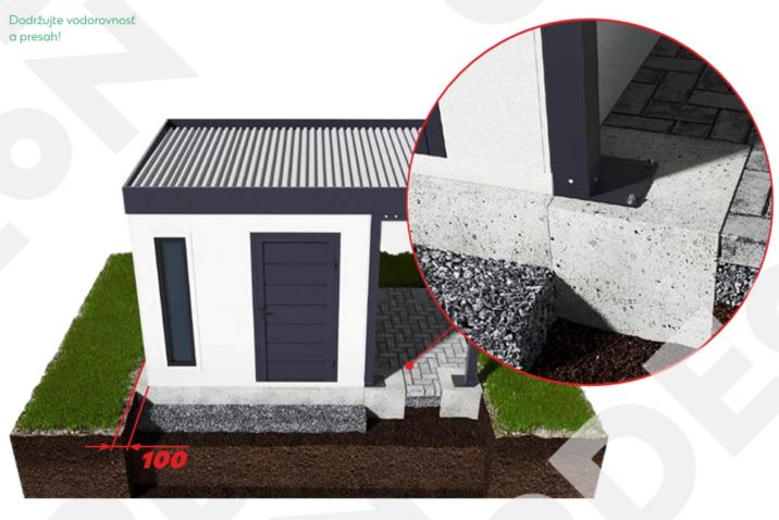 Kombinace betonové desky a přiznaných betonových patek v zámkové dlažbě.