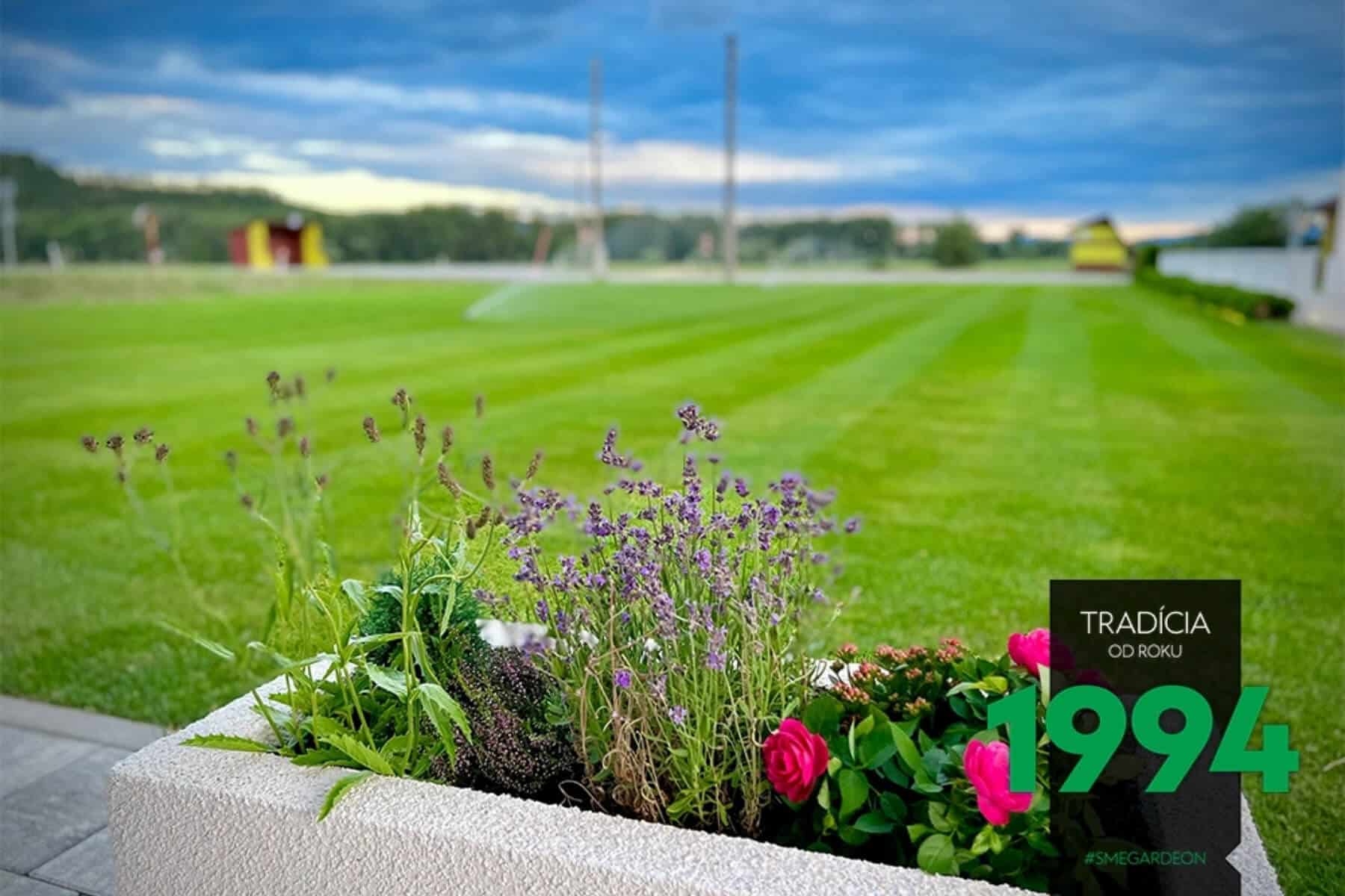 Květy ve vyvýšeném záhonu v Gardeonu.