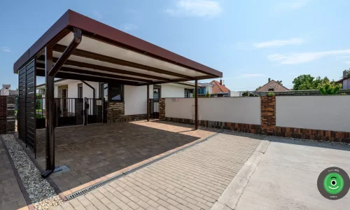GARDEON hnědý přístřešek pro dvě auta 2