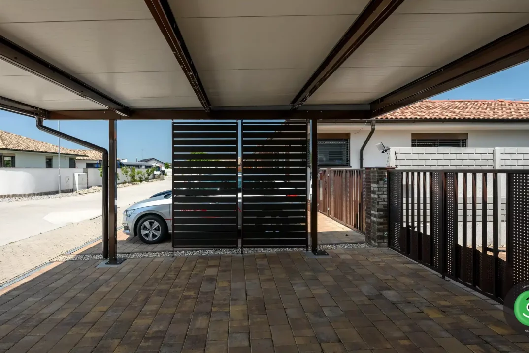 GARDEON hnědý přístřešek pro dvě auta 4