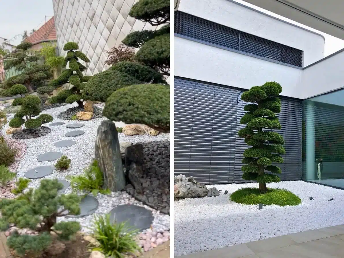 Kamenná japonská zen zahrada Karesansui.