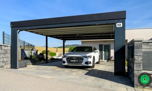 Sekcionální garážová vrata na GARDEON přístřešku