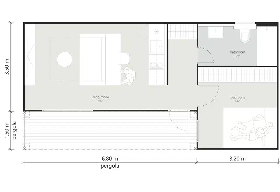 půdorys Tiny House - L
