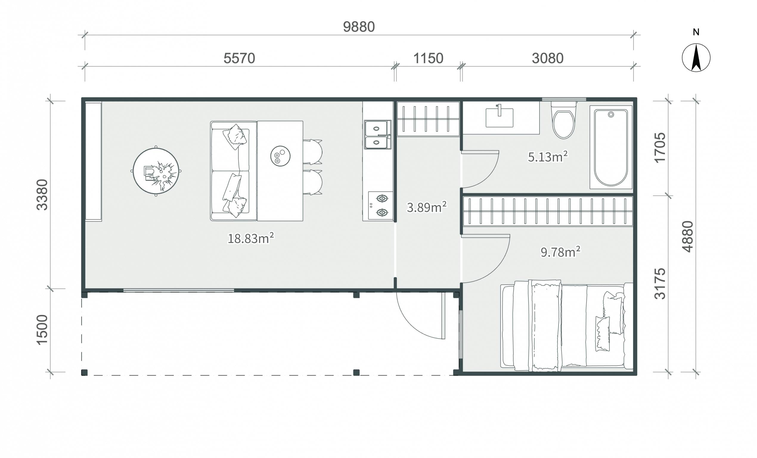 Půdorys Tiny House L