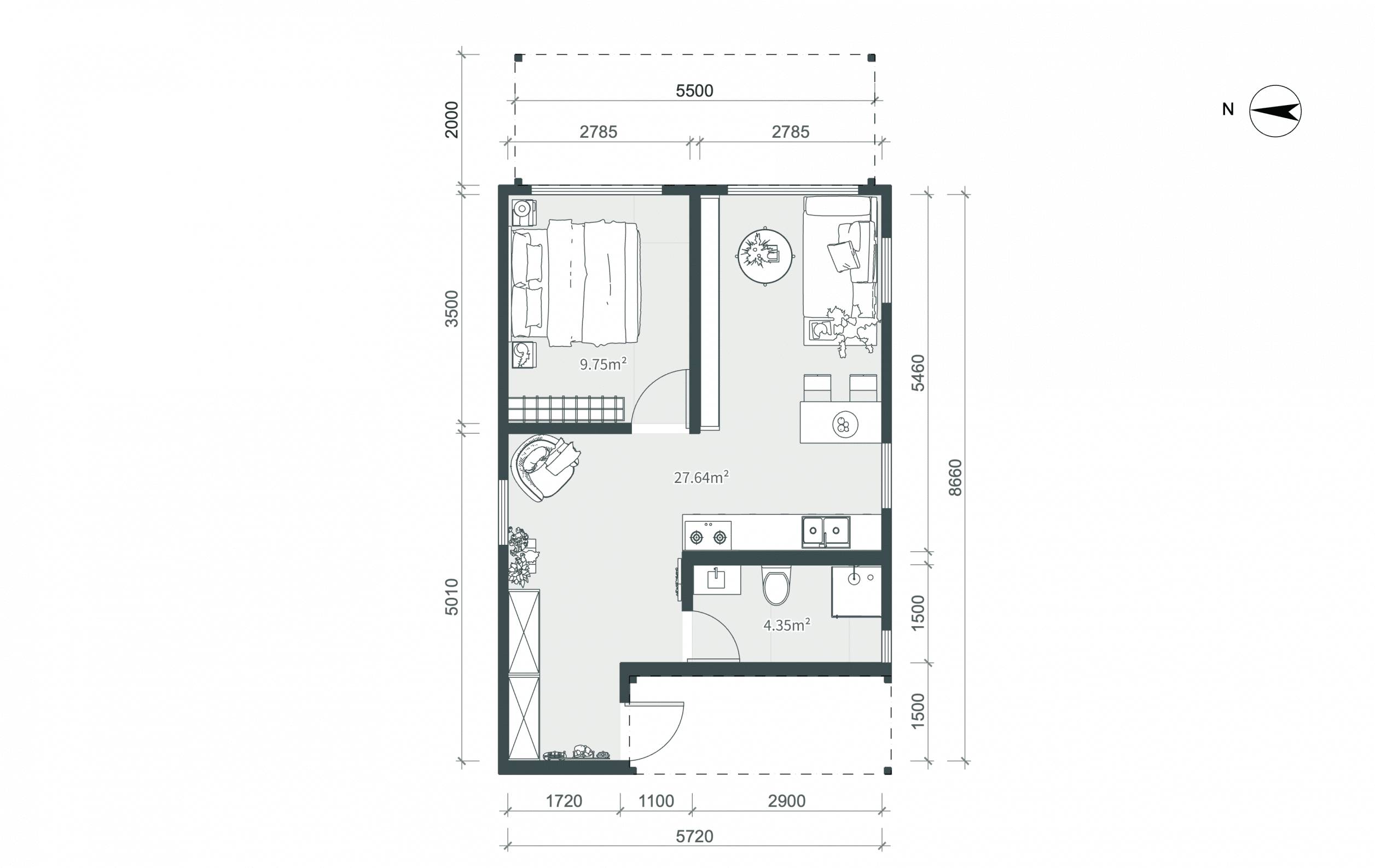Půdorys Tiny House Maxi