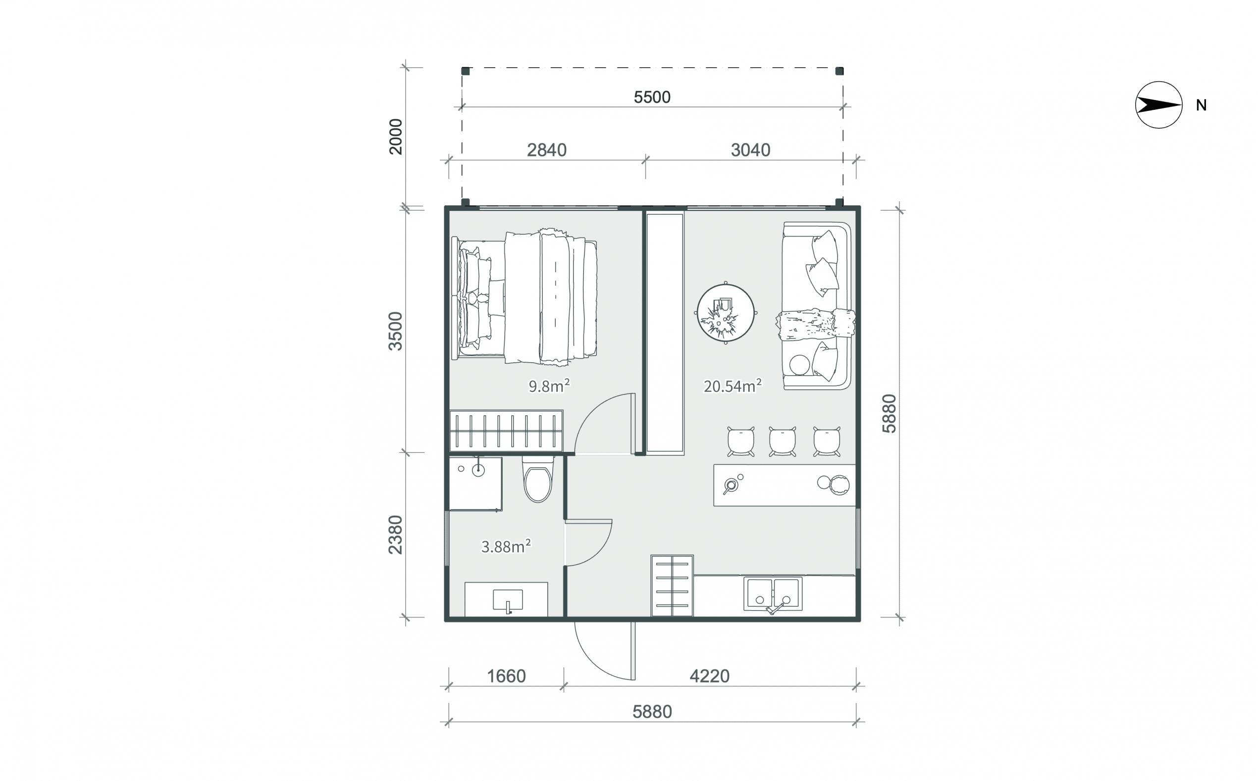 Půdorys Tiny House Mini