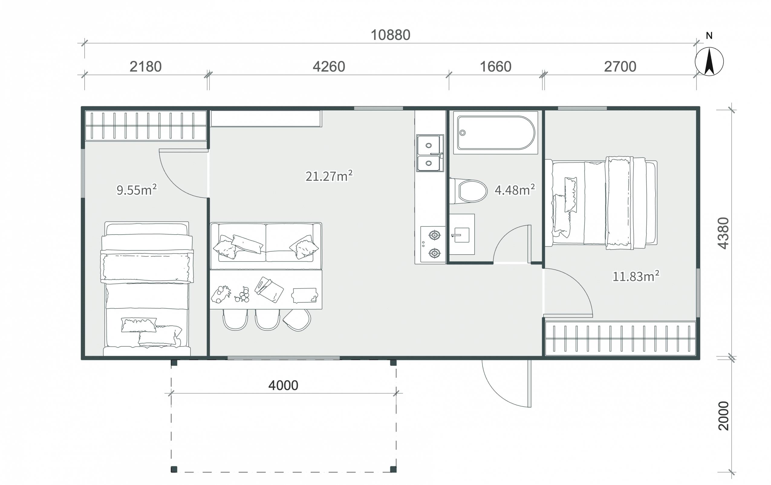 Půdorys Tiny House XL-A