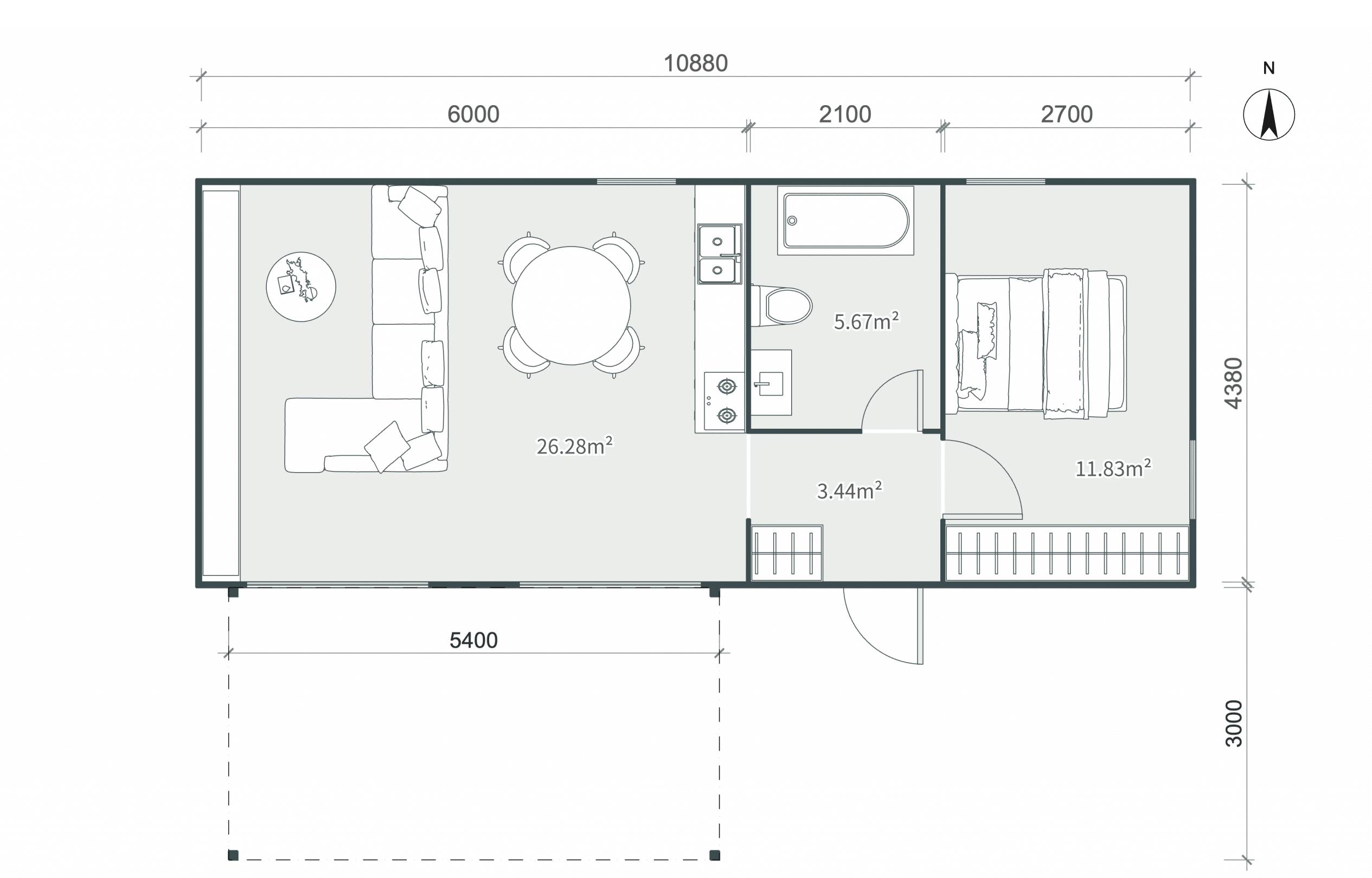 Půdorys Tiny House XL-B