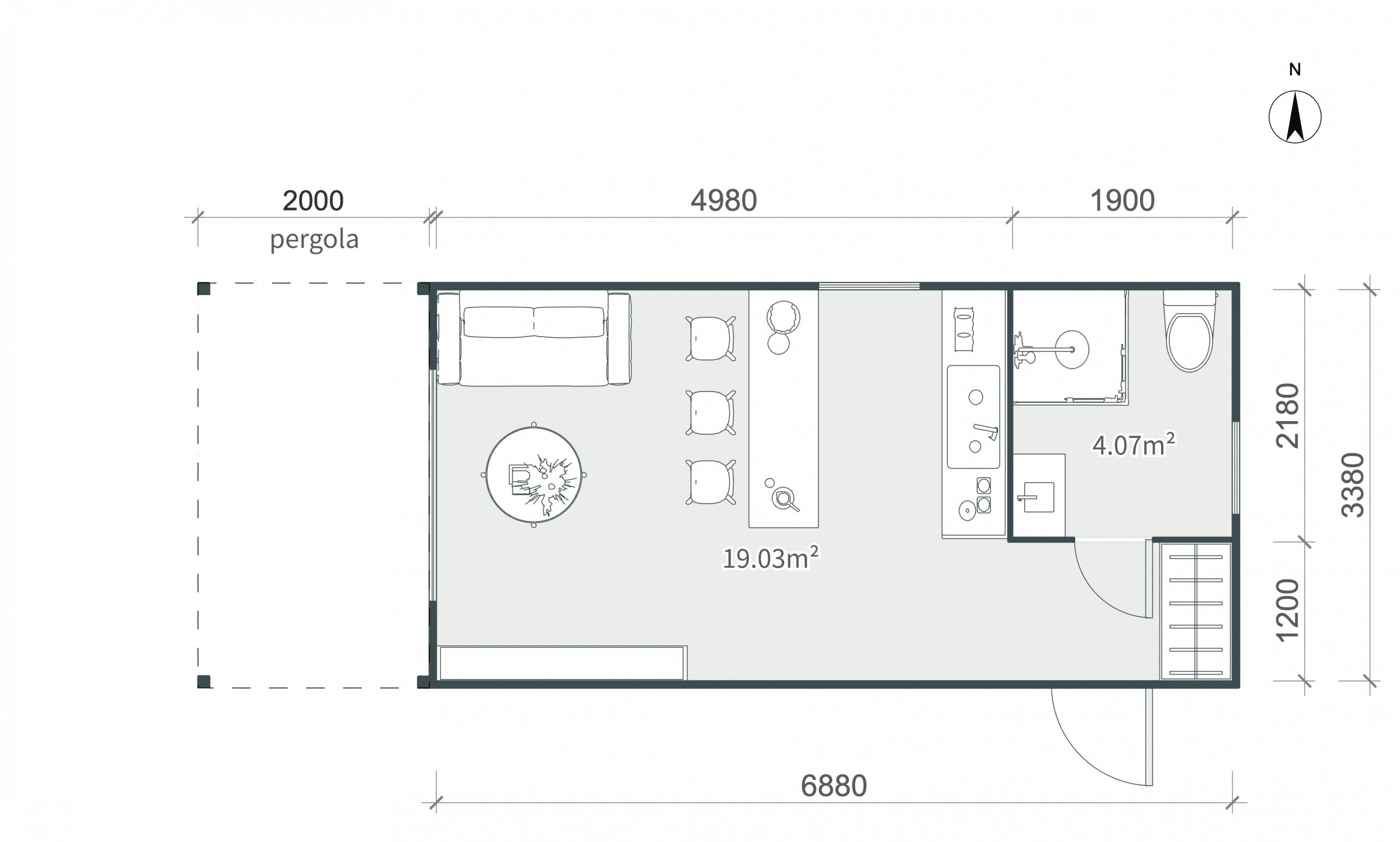 Půdorys Tiny House XS